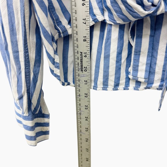 Rails Val Blue Striped Tie Front Long Sleeve Top Blue White Button Up Size Small - Picture 8 of 9